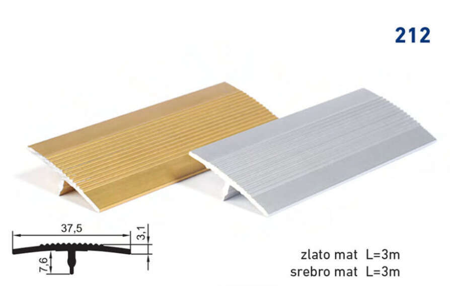 Lajsna prelazna T-profil 212 - srebrna - Slika 1