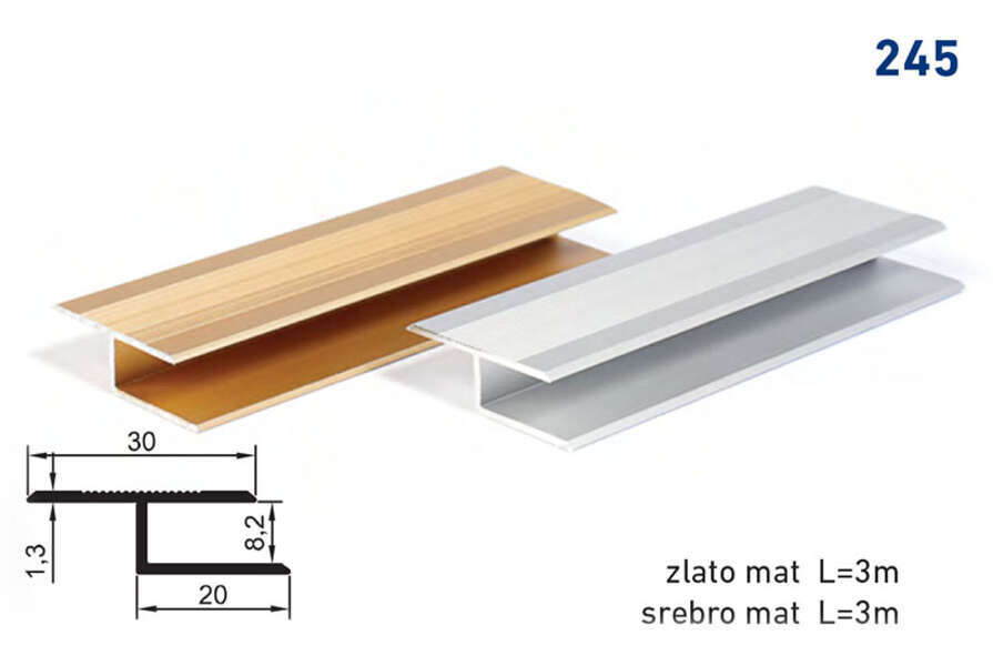 Lajsna prelazna T-profil 245 - srebrna - Slika 1