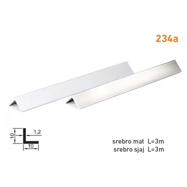 Lajsna ugaona L-profil 234A - srebro mat - Slika 1