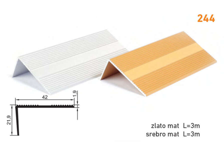 Lajsna ugaona L-profil 244 - zlatna mat 2.7m - Slika 1