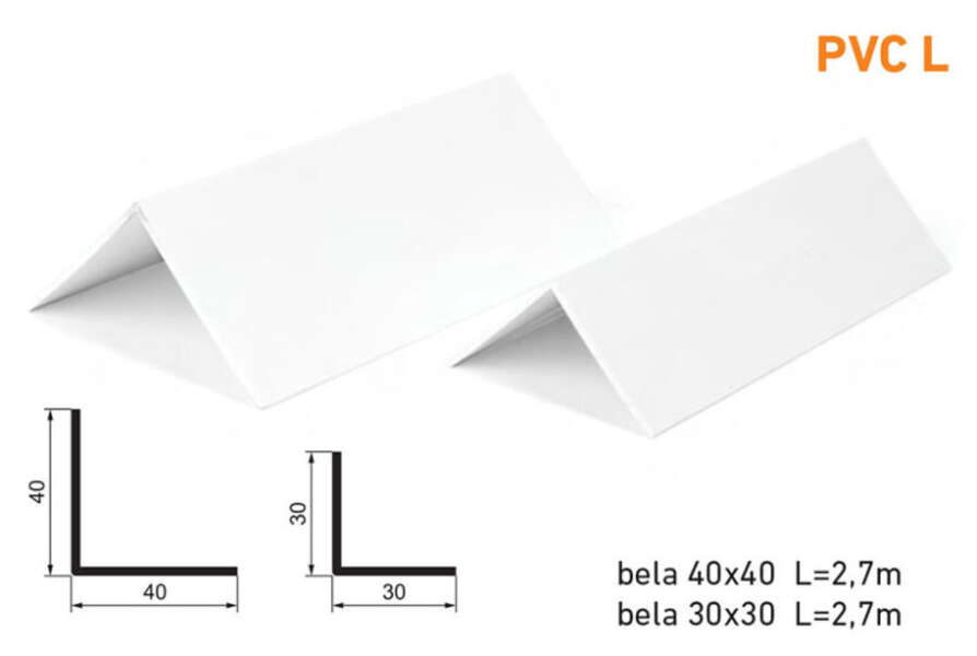 Lajsna ugaona L-profil PVC L - 40x40 - Slika 1