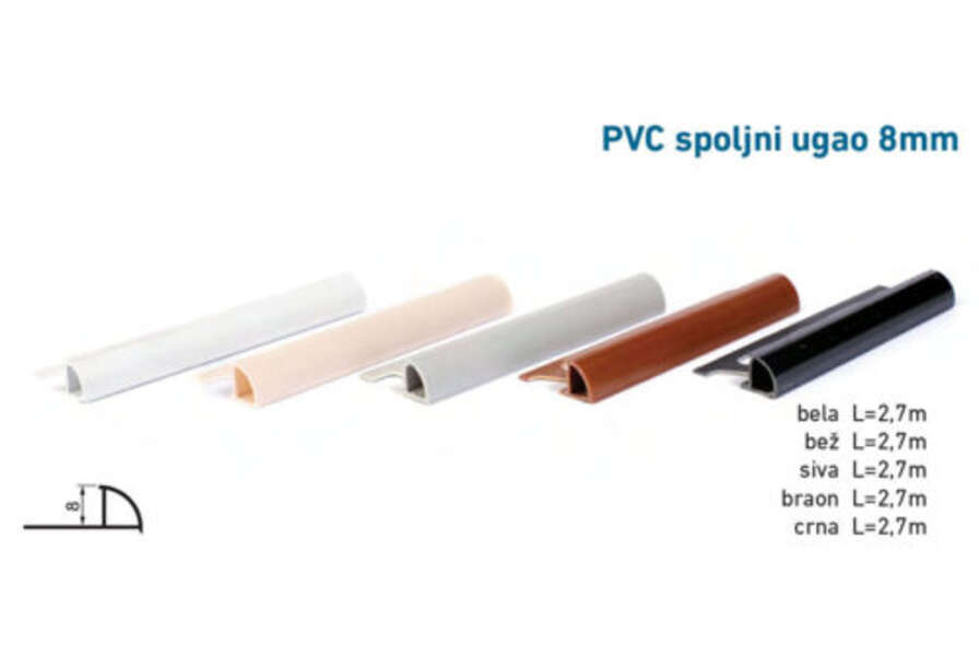 Lajsna za keramiku spoljni ugao 8mm - bež - Slika 1