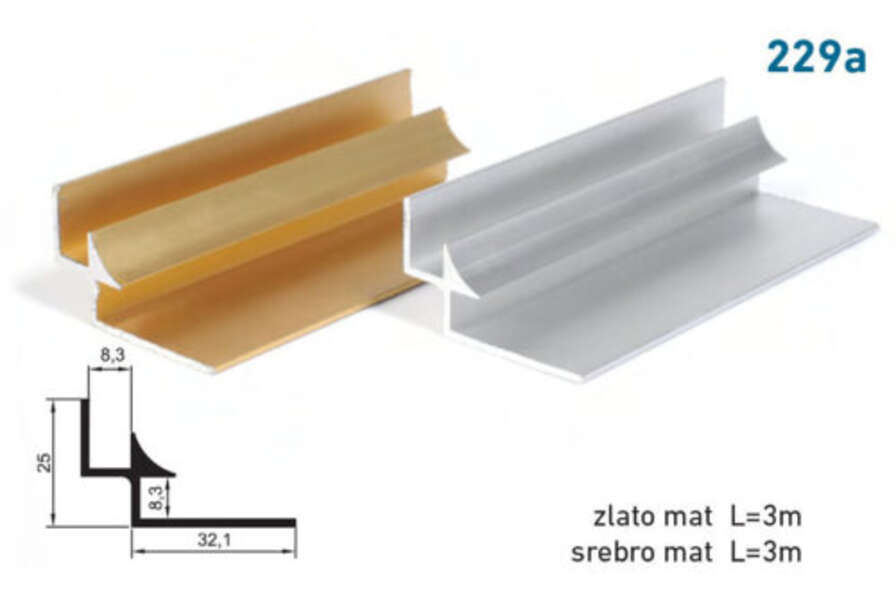 Lajsna za stepeništa i keramiku 229A - srebrna - Slika 1