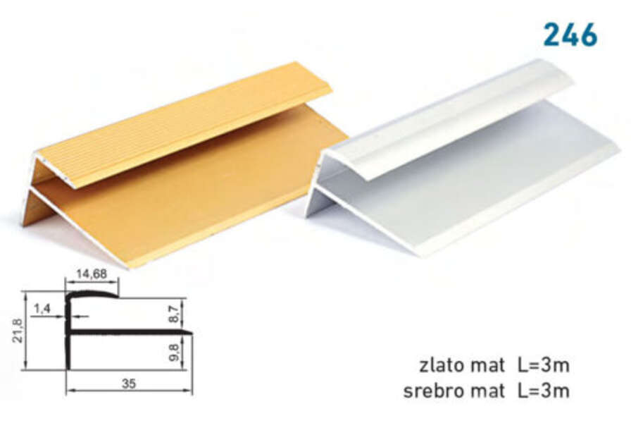 Lajsna za stepeništa i keramiku 246 - zlatna - Slika 1
