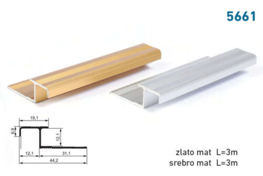 Lajsna za stepeništa i keramiku 5661 - zlatna - Slika 1