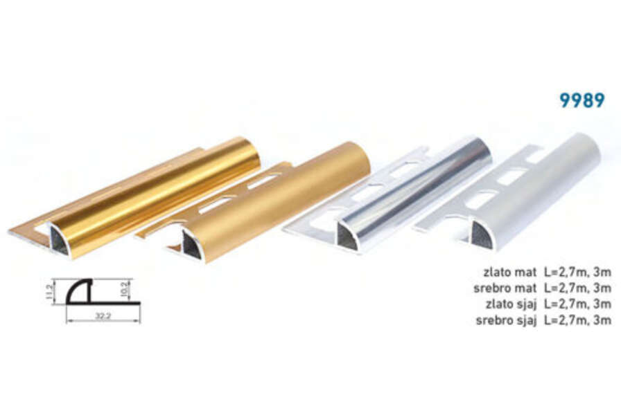 Lajsna za stepeništa i keramiku 9989 - zlatna mat 3m - Slika 1