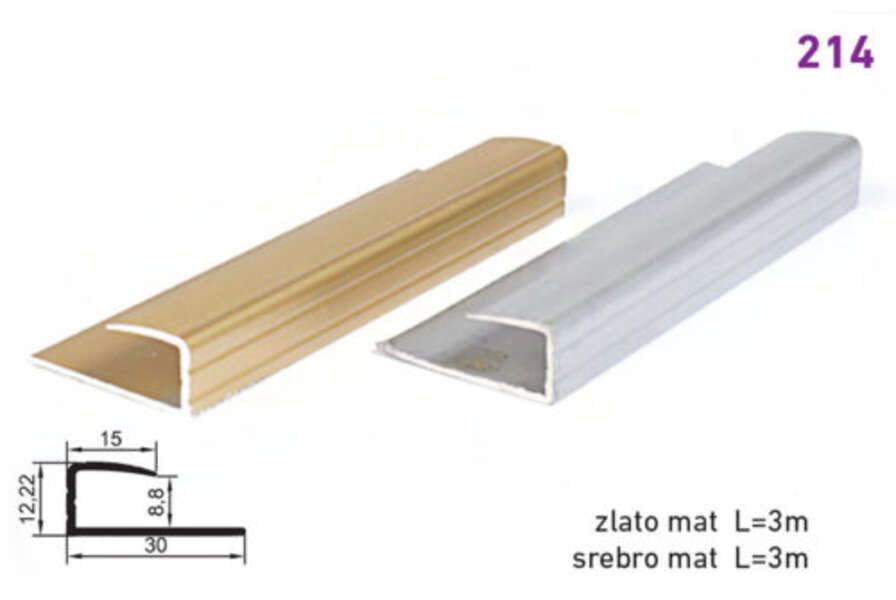 Lajsna završna U-profil 214 - srebrna - Slika 1