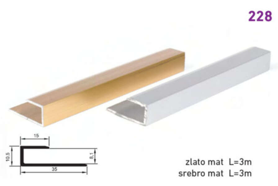 Lajsna završna U-profil 228 - srebrna - Slika 1