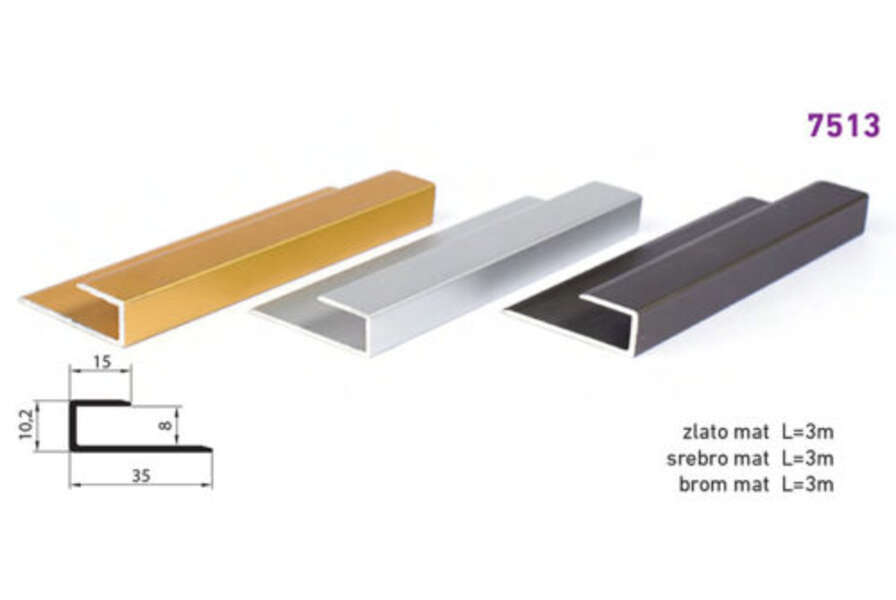 Lajsna završna U-profil 7513 - brom - Slika 1
