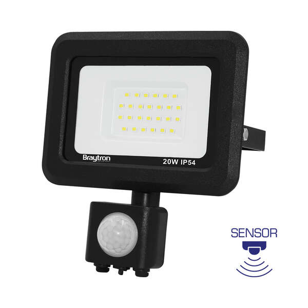 Led reflektor sa senzorom, crni, 20W-6500K-IP54 - Slika 1