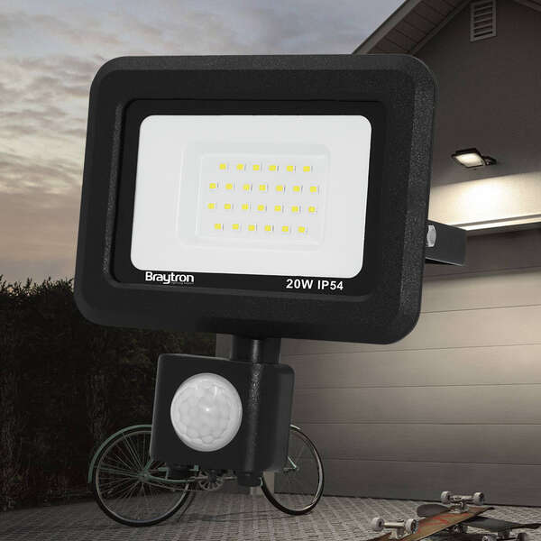 Led reflektor sa senzorom, crni, 20W-6500K-IP54 - Slika 2