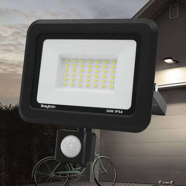 Led reflektor sa senzorom, crni, 30W-6500K-IP54 - Slika 2