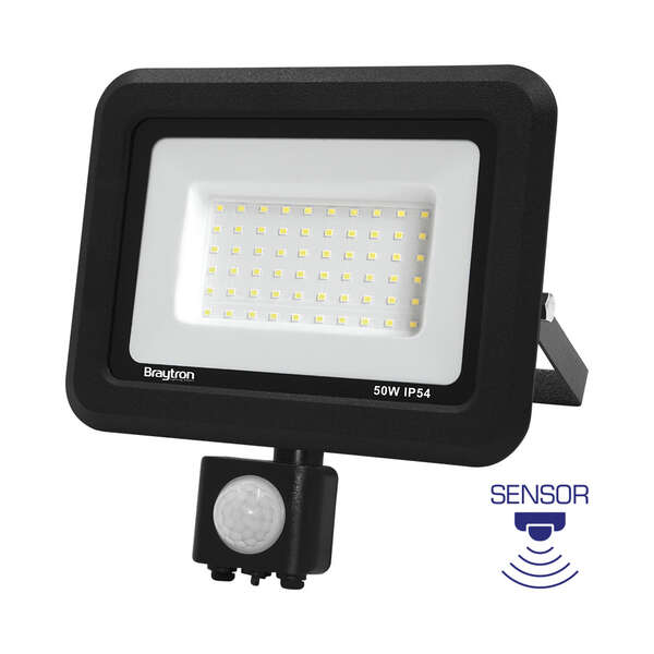 Led reflektor sa senzorom, crni, 30W-6500K-IP54 - Slika 1