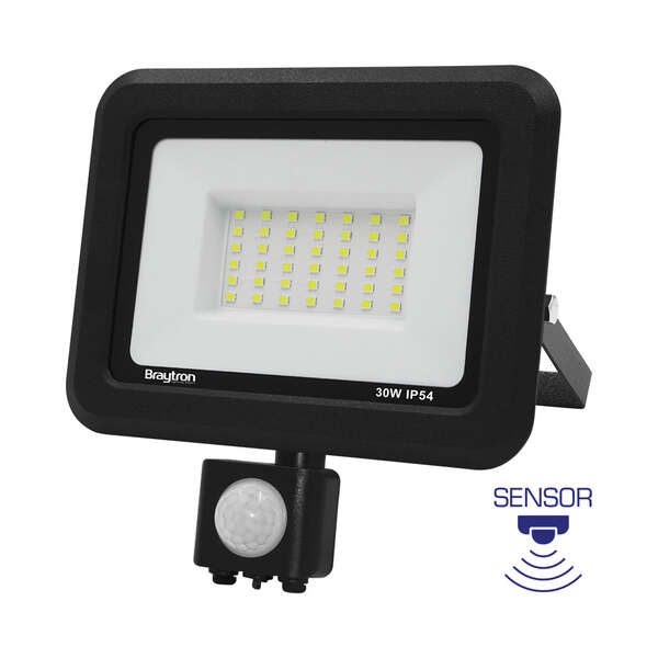 Led reflektor sa senzorom, crni, 30W-6500K-IP54 - Slika 1