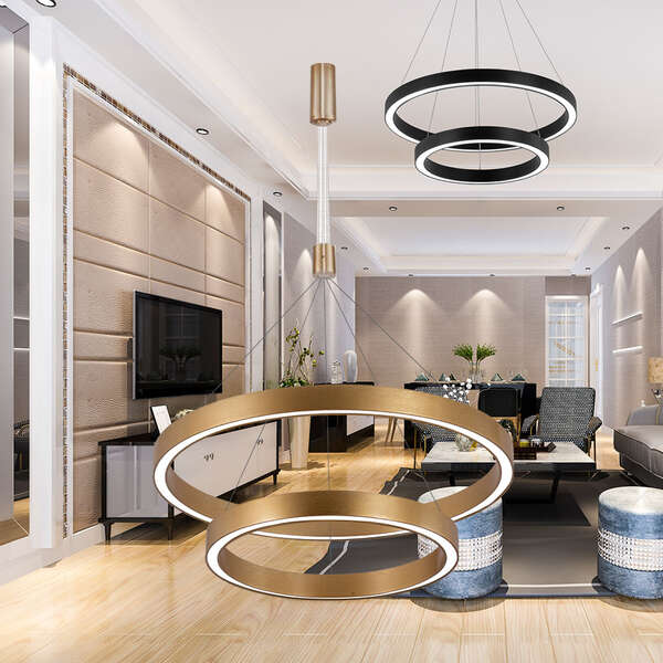 Led visilica, okrugla zlatna, 65W-3U1 - Slika 2