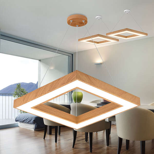 Led visilica sa daljinskom komandom, kvadratna, drvo, 45W - Slika 2