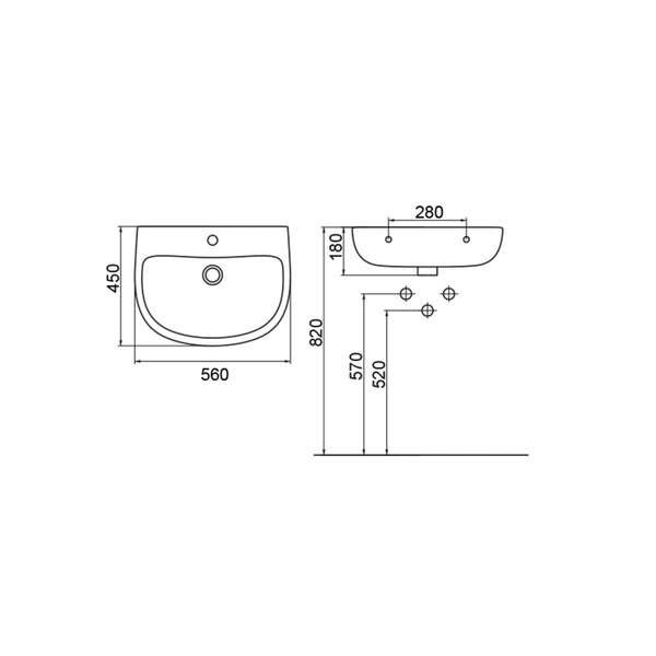 Konzolni lavabo 55 OXI LINNI - Slika 3