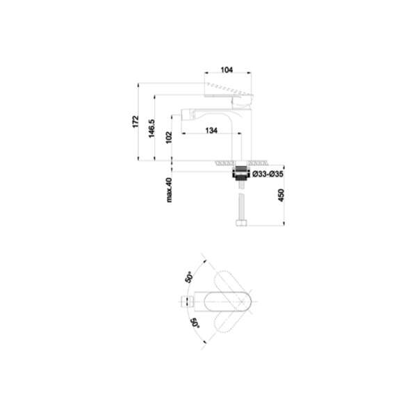 Slavina za bide TEMZA 001 black LINNI - Slika 2