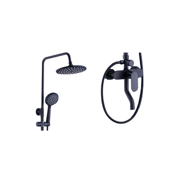 Slavina za kadu sa usponskim tušem TEMZA 002 black LINNI - Slika 1