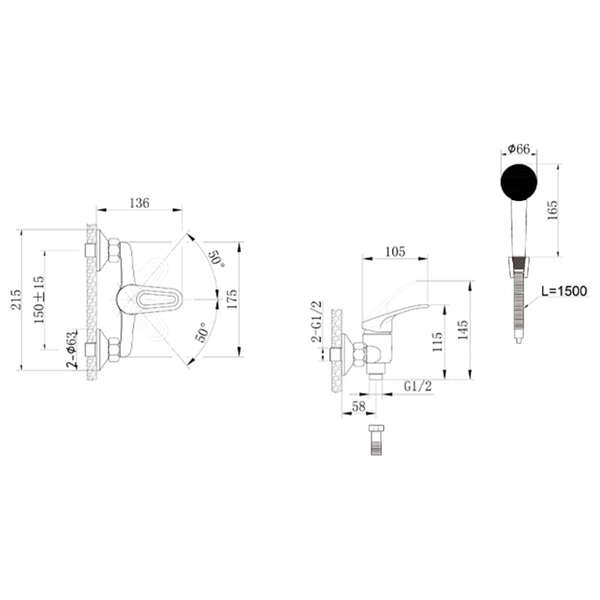 Slavina za tuš kabinu DUNAV LINNI - Slika 5