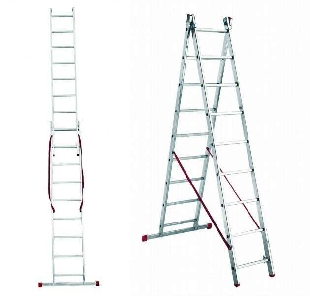 Merdevine dvodelne višenamenske alu 8 gazišta ALPOS - Slika 1