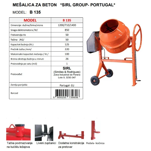 Mešalica za beton B 135 Liv Mont - Slika 3