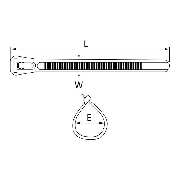 Odveziva kablovska vezica 7.5x300mm 25kom. crna Commel - Slika 2