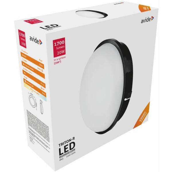 Okrugla lampa (Triton-R) IP65 20W NW 4000K crna - Slika 2