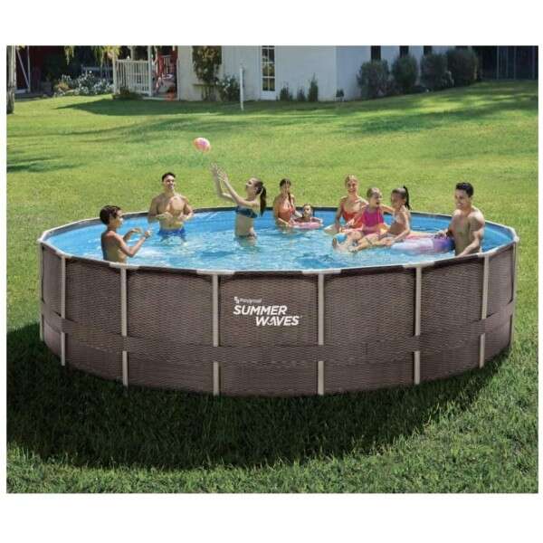 Okrugli bazen sa metalnim ramom 305x76cm Summer Waves Rattan + Filter pumpa RX0330 1,3m3/h - Slika 1