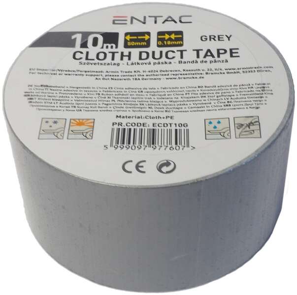 Platnena samolepljiva traka 0.18x50mm 10m siva Entac - Slika 1