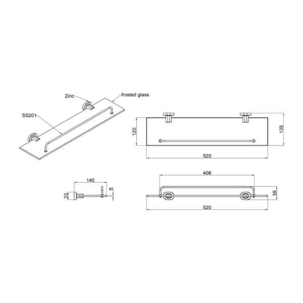 Polica staklena ravna ENJOY LINNI - Slika 3
