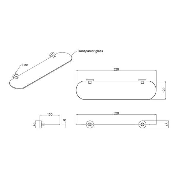 Polica staklena ravna MODERN LINNI - Slika 3