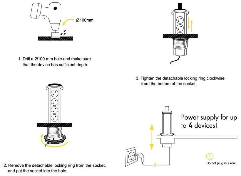 Pop Up utičnica 4G 1.5m 3x1.5 fi100 Entac - Slika 2