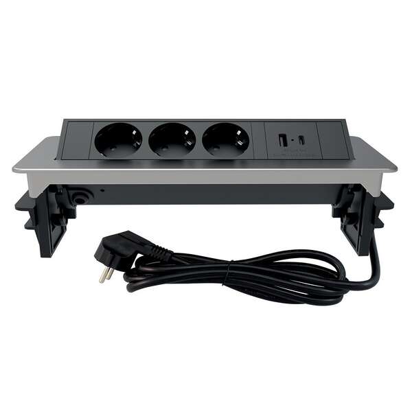 Pop up utičnica horizontalna 3G 2m nikl - Slika 1