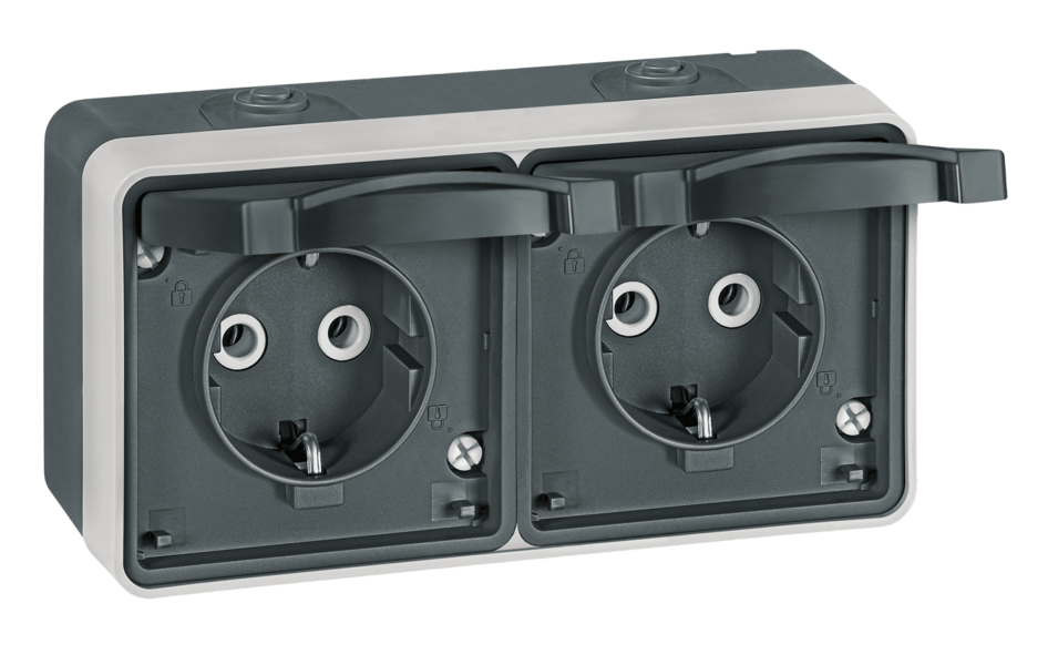 Priključnica dvopolna horizontalna dvostruka polikar. jezgro Protecta 16A/250V - Slika 2
