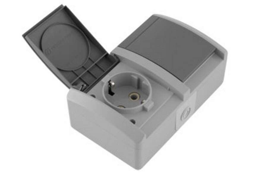 Priključnica dvostruka SETQ 16A/250V horizontalna siva - Slika 1