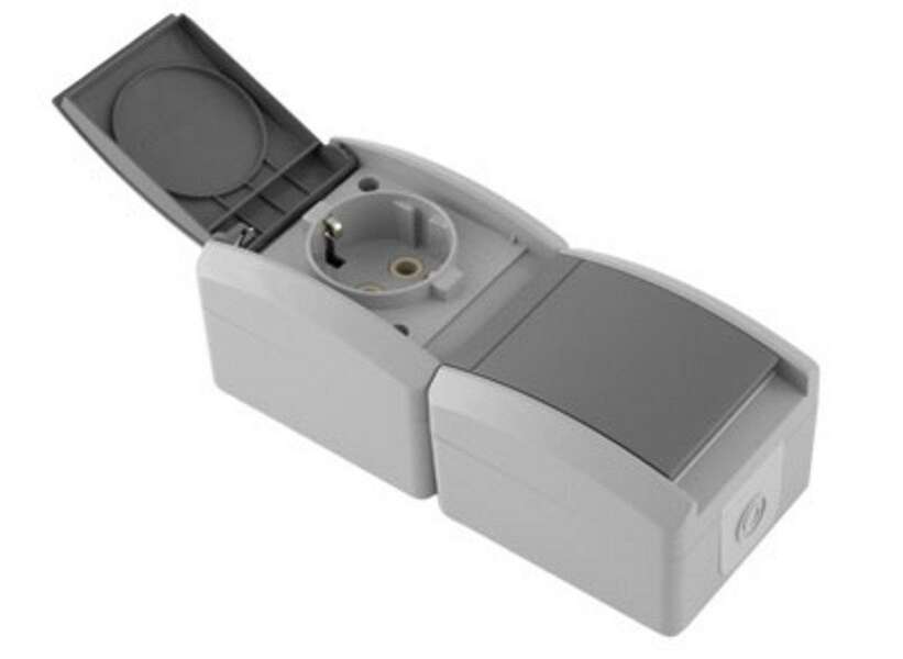 Priključnica dvostruka SETQ 16A/250V vertikalna siva - Slika 1