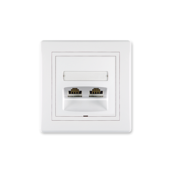 Priključnica komunikacijska dvostruka sa Keystone modulima RJ45 Cat5e, UTP Prestige - Slika 1