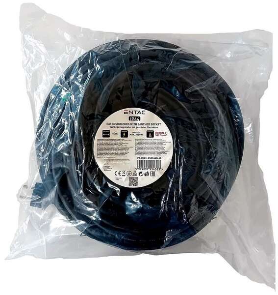 Produžni kabl sa poklopcem 3x2.5 IP44 crni 40m Entac - Slika 2