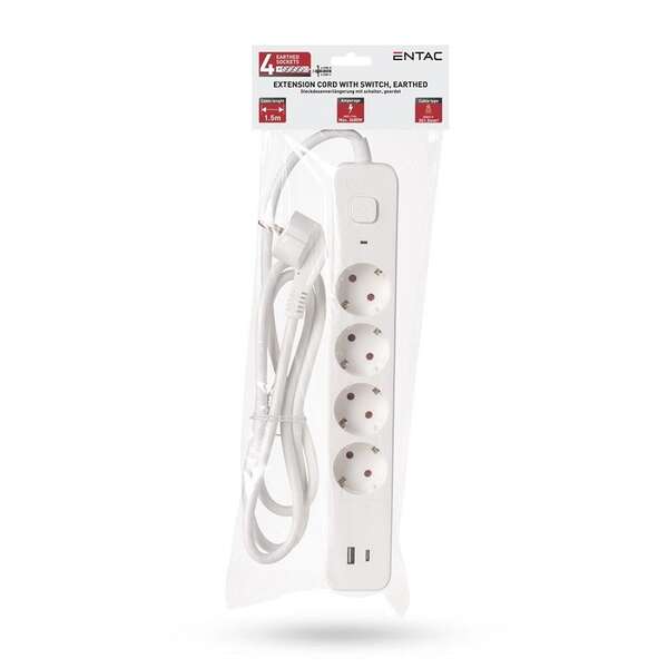 Produžni kabl sa prekidačem 4G+2USB 1.5m 3x1.5 Entac - Slika 2