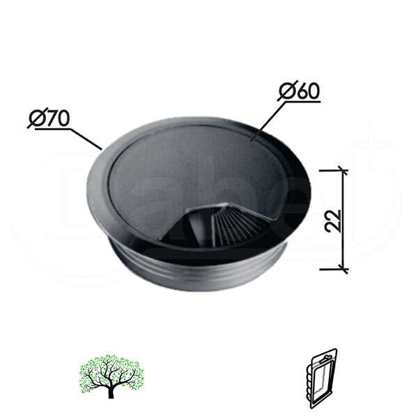 Rozeta za kablove MA02 CRNA FI60/70/22MM DBP1 - Slika 1