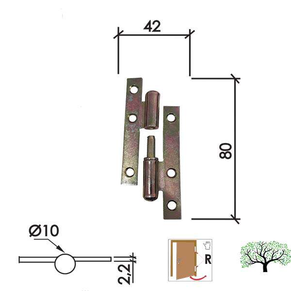 Šarka brodska za vrata SP9006 ZNŽ 80X42/FI10 DESNA DSP - Slika 1