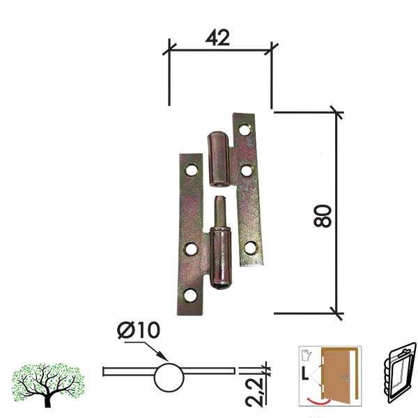 Šarka brodska za vrata SP9006 ZNŽ 80X42/FI10 LEVA DSP - Slika 1