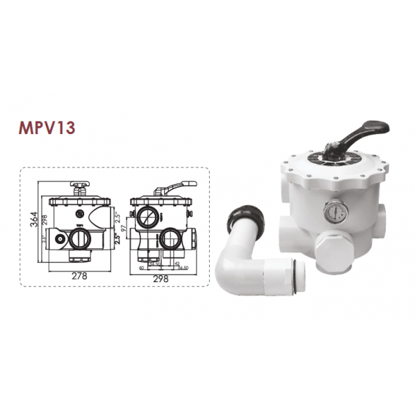 Šestopoložajni ventili Emaux za filtere 3" - Slika 4