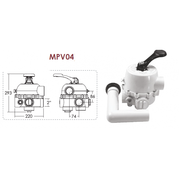Šestopoložajni ventili Emaux za filtere 4" - Slika 3