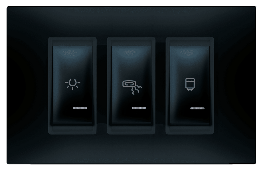 Set sklopki za kupatilo sa indikacijom horizontalni 3x16A crni Experience - Slika 1