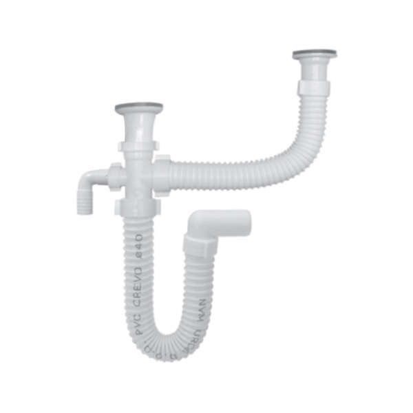 Sifon dvodelne sudopere sa priključkom veš mašine - Slika 1