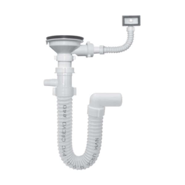 Sifon jednodelne sudopere sa prelivom i priključkom veš mašine Ø115 - Slika 1