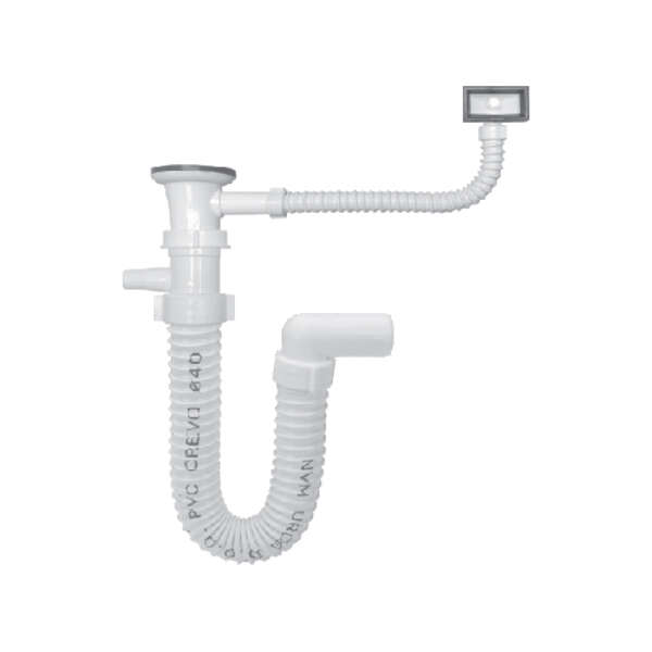 Sifon jednodelne sudopere sa priključkom veš mašine i prelivom - Slika 1