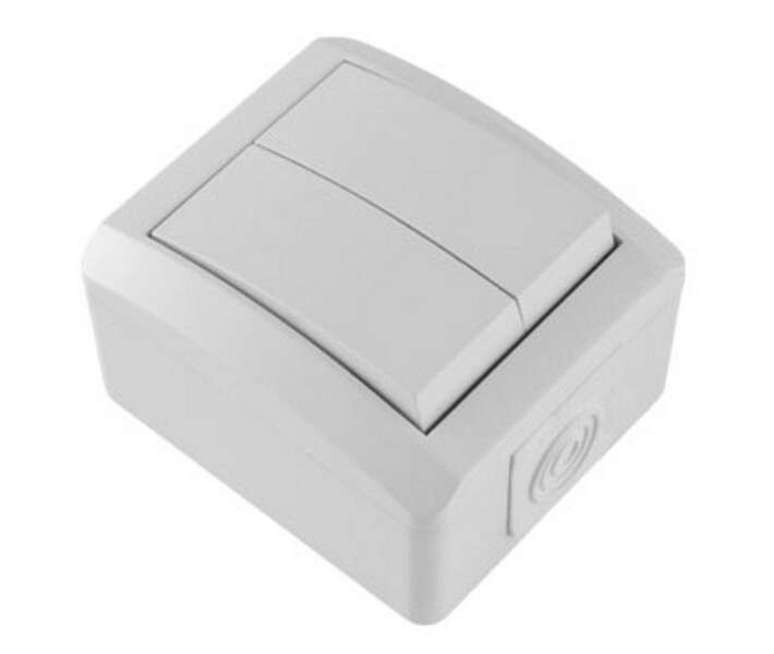 Sklopka dvostruka naizmenična SETQ 10AX/250V bela bezvij. veza - Slika 1